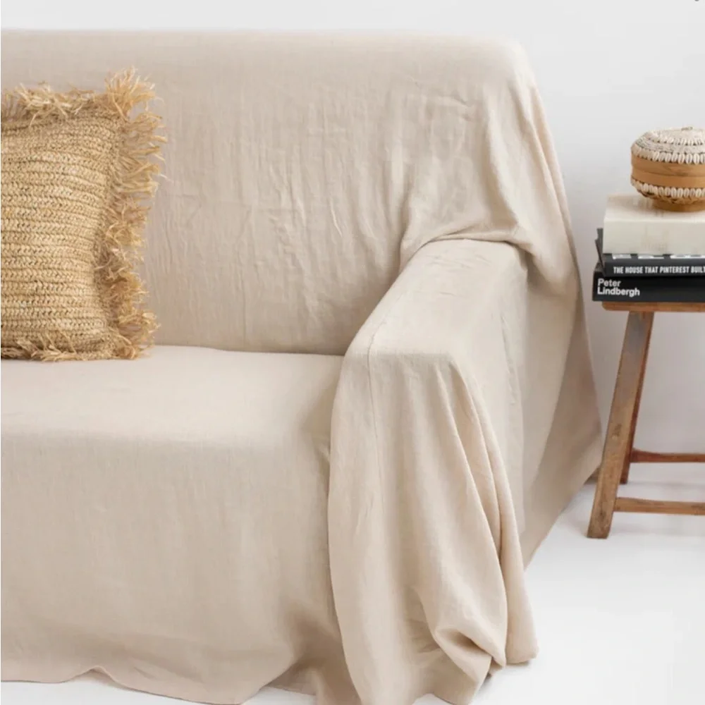 Magic Linen couch cover in 100& natural linen 110 x 165”